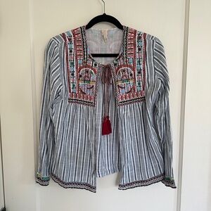 100% cotton handmade embroidered tassel tie top